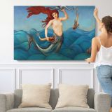 Mermaid over the Waves - single-panel canvas shown with a person for scale