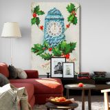 Merry Christmas and Happy New Year - Holly and Clock Vintage Print