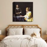 Mistress and Maid (ca. 1666–1667) famous painting. by Johannes VERMEER — room mockup view 17