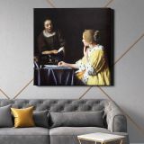 Mistress and Maid (ca. 1666–1667) famous painting. by Johannes VERMEER — room mockup view 21