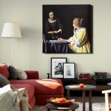 Mistress and Maid (ca. 1666–1667) famous painting. by Johannes VERMEER — room mockup view 22