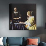 Mistress and Maid (ca. 1666–1667) famous painting. by Johannes VERMEER — room mockup view 3
