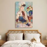 Mlle Charlotte Berthier with Dog - Elegant Portrait by Pierre-Auguste Renoir 1883 canvas wall art