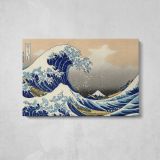 Modern Recut Copy of the Great Wave Off Kanagawa - single-panel canvas displayed above a console table