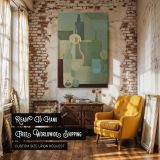 Modern Still Life - Amedee Ozenfant Neutral Bottles in Beige and Green canvas wall art - Image 3
