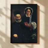 Monsieur and Madame Manet by Edouard Manet - Basket of Flowers and Dark Interior canvas wall art - Image 2