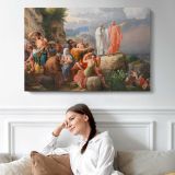 Moses Causes the Red Sea to Return and Pharaoh's Army Is Flooded by C.W - single-panel canvas displayed above a sofa