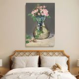 Moss Roses in a Vase - Pink Floral Still Life by Edouard Manet canvas wall art
