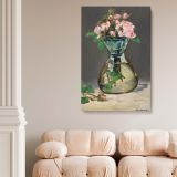 Moss Roses in a Vase - Pink Floral Still Life by Edouard Manet canvas wall art - Image 2