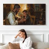 Mother and Child in a Warm Interior by Daniel Gerhartz — single-panel canvas shown above a seated person