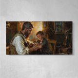 Mother and Child in a Warm Interior by Daniel Gerhartz — single-panel canvas on a pale wall