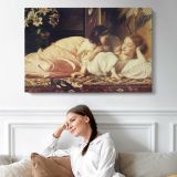 Mother and Child Resting by Frederic Leighton - single-panel canvas displayed above a sofa
