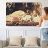 Mother and Child Resting by Frederic Leighton - single-panel canvas shown with a person for scale