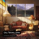 Mount Washington by Albert Bierstadt — multi-panel canvas in a warmly lit lounge