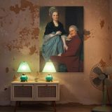 Mr and Mrs William Lindow by George Romney - Elegant Couple in Garden Setting canvas wall art - Image 5