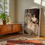Mrs Carl Meyer by John Singer Sargent - Satin Blush Dress with Decorative Sofa canvas wall art - Image 6