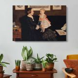 Mrs James Wyatt Jr and Her Daughter Sarah by Sir John Everett Millais - single-panel canvas displayed above a console table