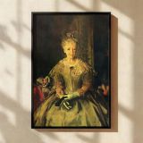 Mrs. T. in Cream Silk by George Bellows - Antique Dress and White Gloves canvas wall art - Image 2