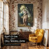 Mrs Woodhull Portrait by Johan Zoffany - Gentle Pose in Blue and Pink Garden Scene canvas wall art - Image 3
