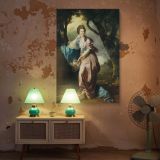 Mrs Woodhull Portrait by Johan Zoffany - Gentle Pose in Blue and Pink Garden Scene canvas wall art - Image 5