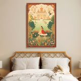 Mughal Garden Scene - Royal Woman in Traditional Attire Miniature Style Wall Art