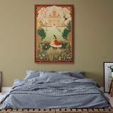 Mughal Garden Scene - Royal Woman in Traditional Attire Miniature Style Wall Art - Image 5