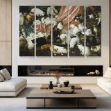 My Wife's Lovers by Carl Kahler - multi-panel canvas displayed in a modern living room