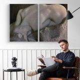Naiad by Auguste Rodin - two-panel canvas displayed in a reading room