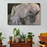 Naiad by Auguste Rodin - single-panel canvas displayed above a console table