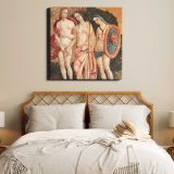 Naked lady vintage art, Judgment of Paris (ca. 1509) by Pinturicchio — room mockup view 17