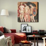 Naked lady vintage art, Judgment of Paris (ca. 1509) by Pinturicchio — room mockup view 22