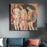 Naked lady vintage art, Judgment of Paris (ca. 1509) by Pinturicchio — room mockup view 3