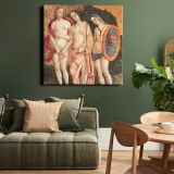 Naked lady vintage art, Judgment of Paris (ca. 1509) by Pinturicchio — room mockup view 15
