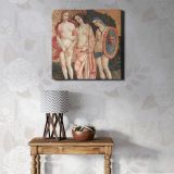 Naked lady vintage art, Judgment of Paris (ca. 1509) by Pinturicchio — room mockup view 1