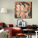 Naked lady vintage art, Judgment of Paris (ca. 1509) by Pinturicchio — room mockup view 22