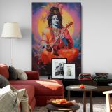 Narada with Veena - Seated in Meditation with Garland canvas wall art