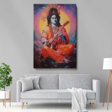 Narada with Veena - Seated in Meditation with Garland canvas wall art - Image 5