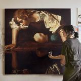 Narcissus by Caravaggio — room mockup view 3