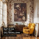 Nativity with Saints - Holy Birth Scene by Caravaggio with Angels canvas wall art - Image 3