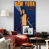 New York Always Exciting - Retro Skyline and Night Lights Poster