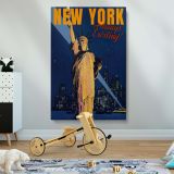 New York Always Exciting - Retro Skyline and Night Lights Poster - Image 2