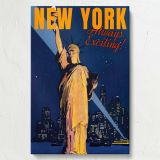 New York Always Exciting - Retro Skyline and Night Lights Poster - Image 7