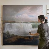 Niagara Falls beneath a Cloudy Sky — room mockup view 3