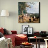 Nine Greyhounds in a Landscape (ca. 1807) painting in high resolution by Jacques–Laurent Agasse — alternate room view
