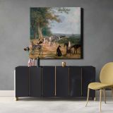 Nine Greyhounds in a Landscape (ca. 1807) painting in high resolution by Jacques–Laurent Agasse — alternate room view