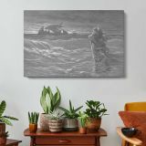 Nt-185 Jesus Walks on the Sea - single-panel canvas displayed above a console table