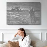 Nt-185 Jesus Walks on the Sea - single-panel canvas displayed above a sofa