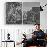 Nt-193 the Prodigal Son Returns Home - two-panel canvas displayed in a reading room