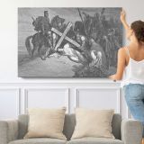 Nt-212 Jesus Arrives at Calvary - single-panel canvas shown with a person for scale