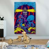 Octopus and Lighthouse - Stormy Comic Pop Art Scene canvas wall art - Image 2
